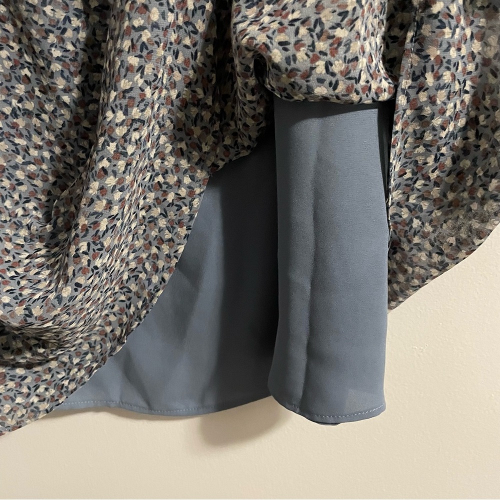 Reitmans Pale Blue Floral Long Sleeve Dress M - Picture 6 of 7
